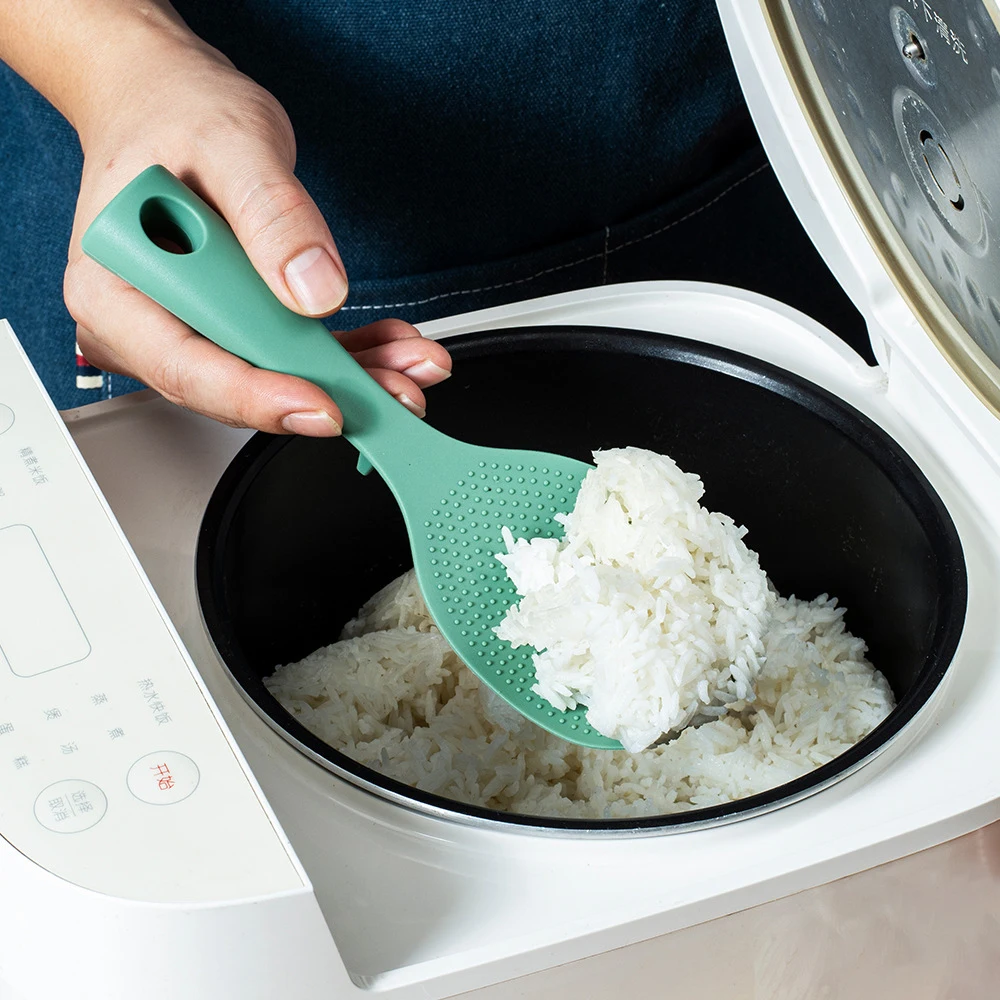 Stand-up silicone rice spoon, food-grade non-stick rice scoop, heat-resistant and anti-scalding spatula, easy to clean