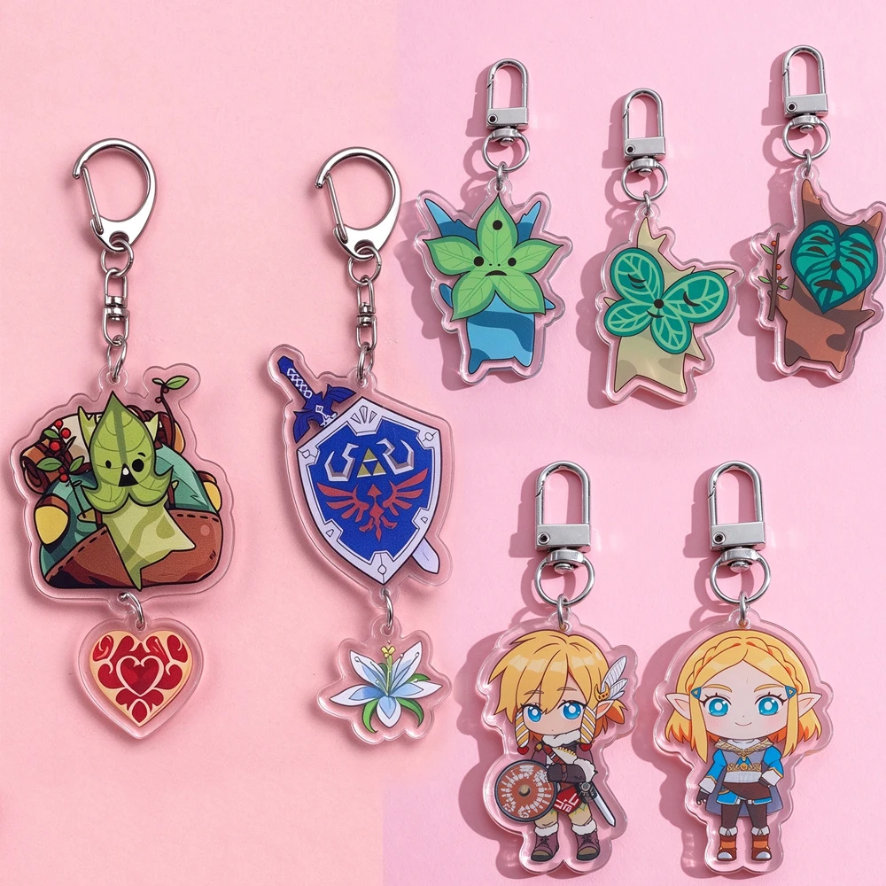 Game Zeldas Keychain Cute Cartoon Acrylic Master Sword Link Pendant Keychain Backpack Pendant Cosplay Ornament Christmas Gifts