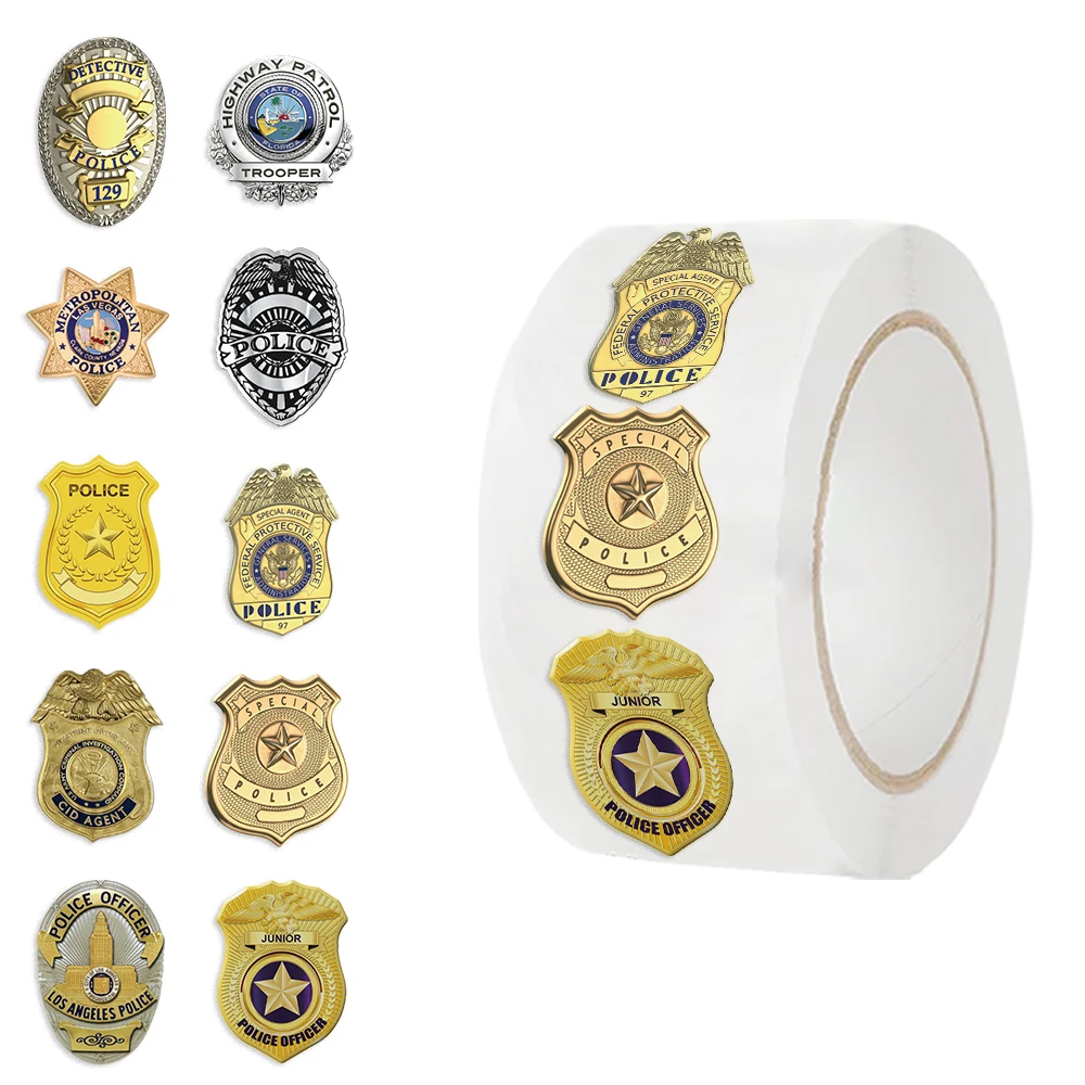 

500Pcs Police Badge Sticker Roll For Kids Reward Encourage Sticker For Labels Thank You Sticker Kids Toys