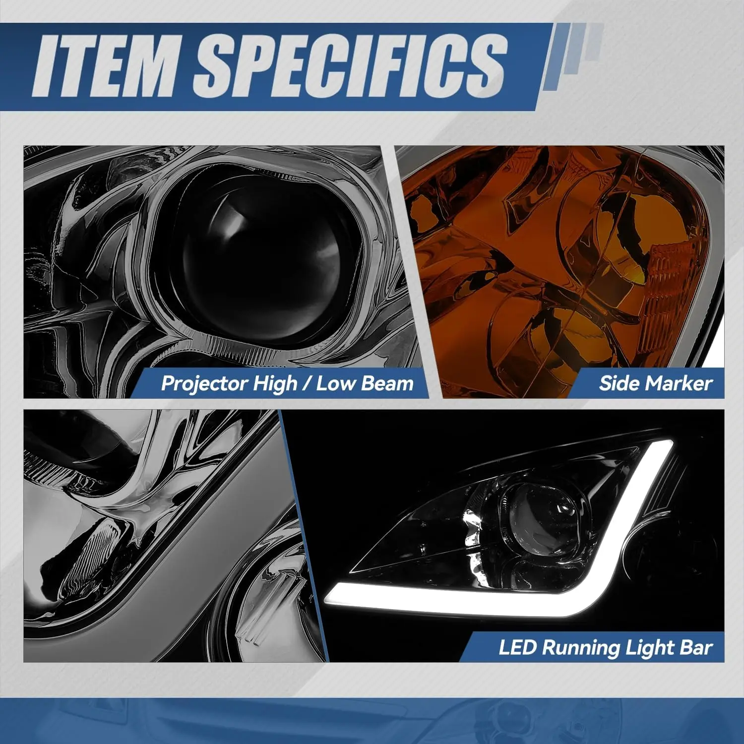 مجموعة المصابيح الأمامية متوافقة مع 2001 2002 2003 Honda Civic Sedan Coupe، استبدال المصابيح الأمامية DRL ثلاثية الأبعاد LED، عدسة مدخنة Amber C #3