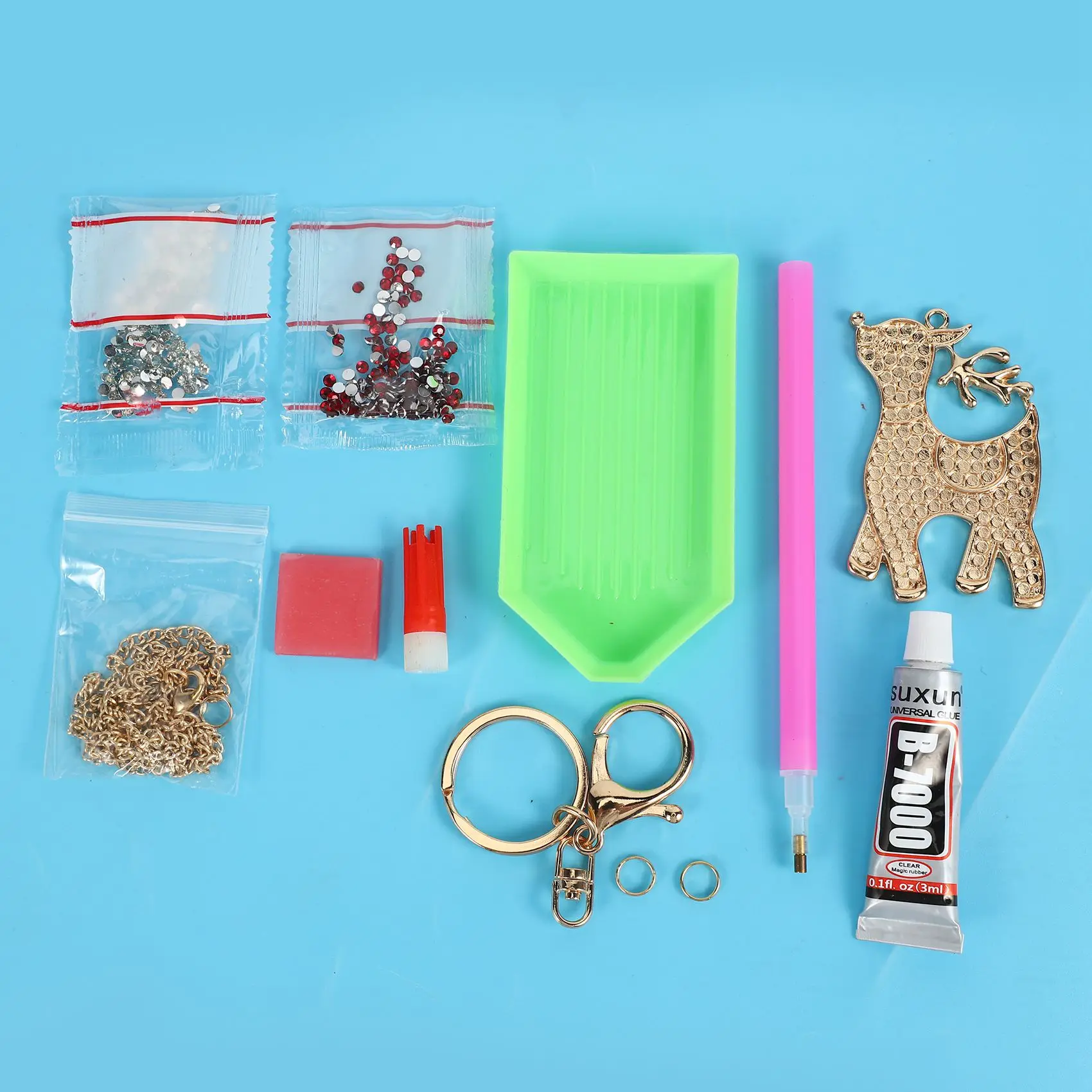 ABHU Diy Handmade Diamond Keychain Rhinestone Bag Pendant Keyrings Deer Chain Key Chains