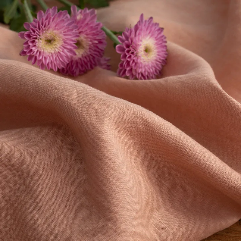 

Quality flax fabric Grapefruit powder tissu High end customized robe dress pants shirt coat patchwork