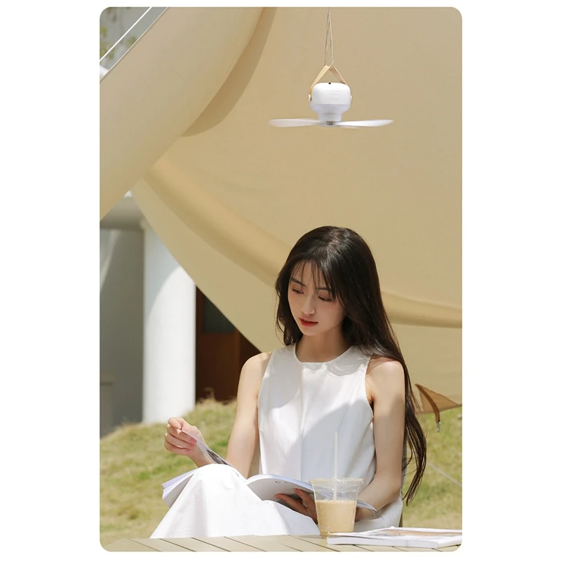1Pcs Mini USB Fan Battery Operated Remote Control Fan Camping Fan Portable Fan LED Light For Home White