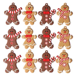 12Pcs Gingerbread Man Ornaments For Christmas Tree Decorations Hanging Charms Figurine Holiday Pendant Decoration