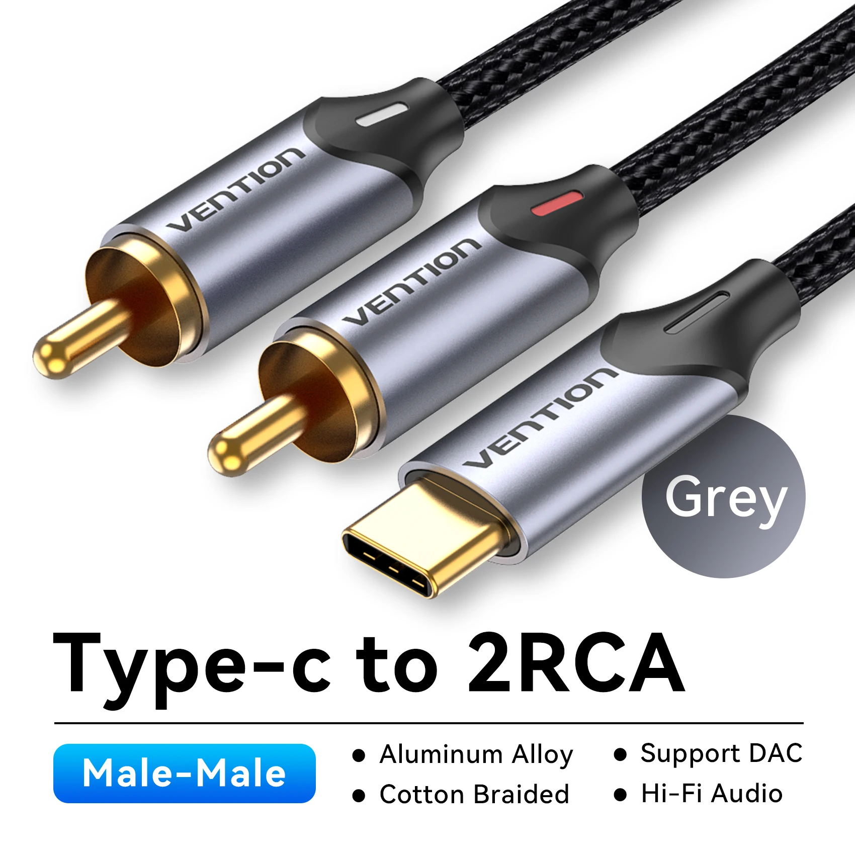 Ventie USB C naar RCA Audiokabel Type C naar 2 RCA-kabel voor luidsprekerversterker Huawei Xiaomi Laptop 1 m 2 m 3 m USB C-splitter RCA Y