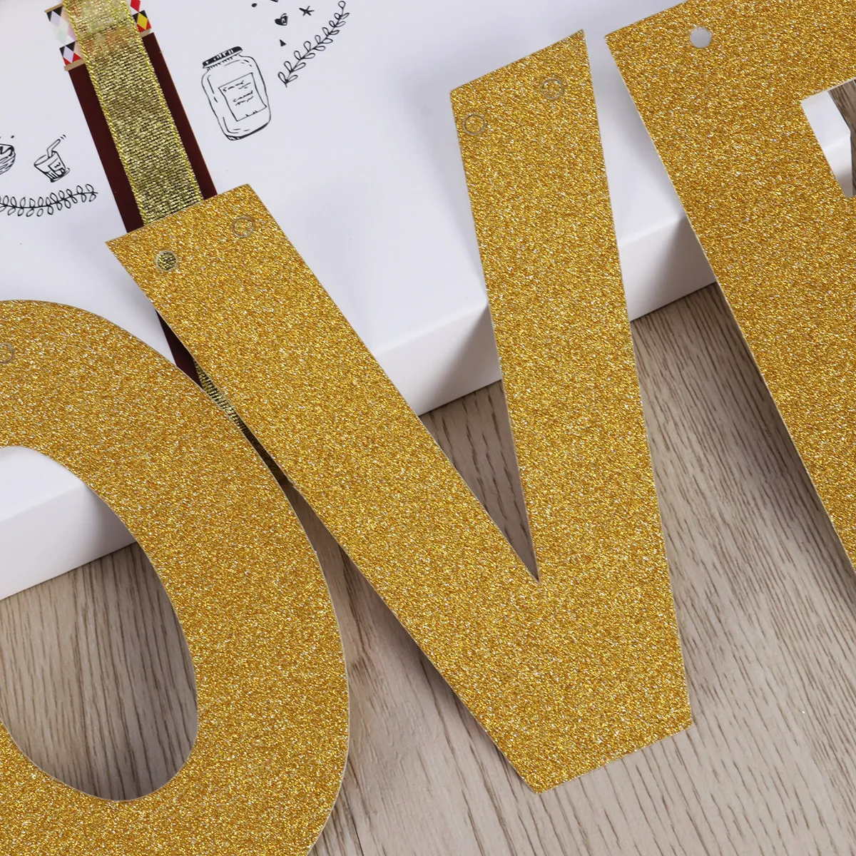 Glitter Letters Hearts Wedding Banner String Bunting Garland Chic Romantic Decor for Bridal Shower Engagement view 4