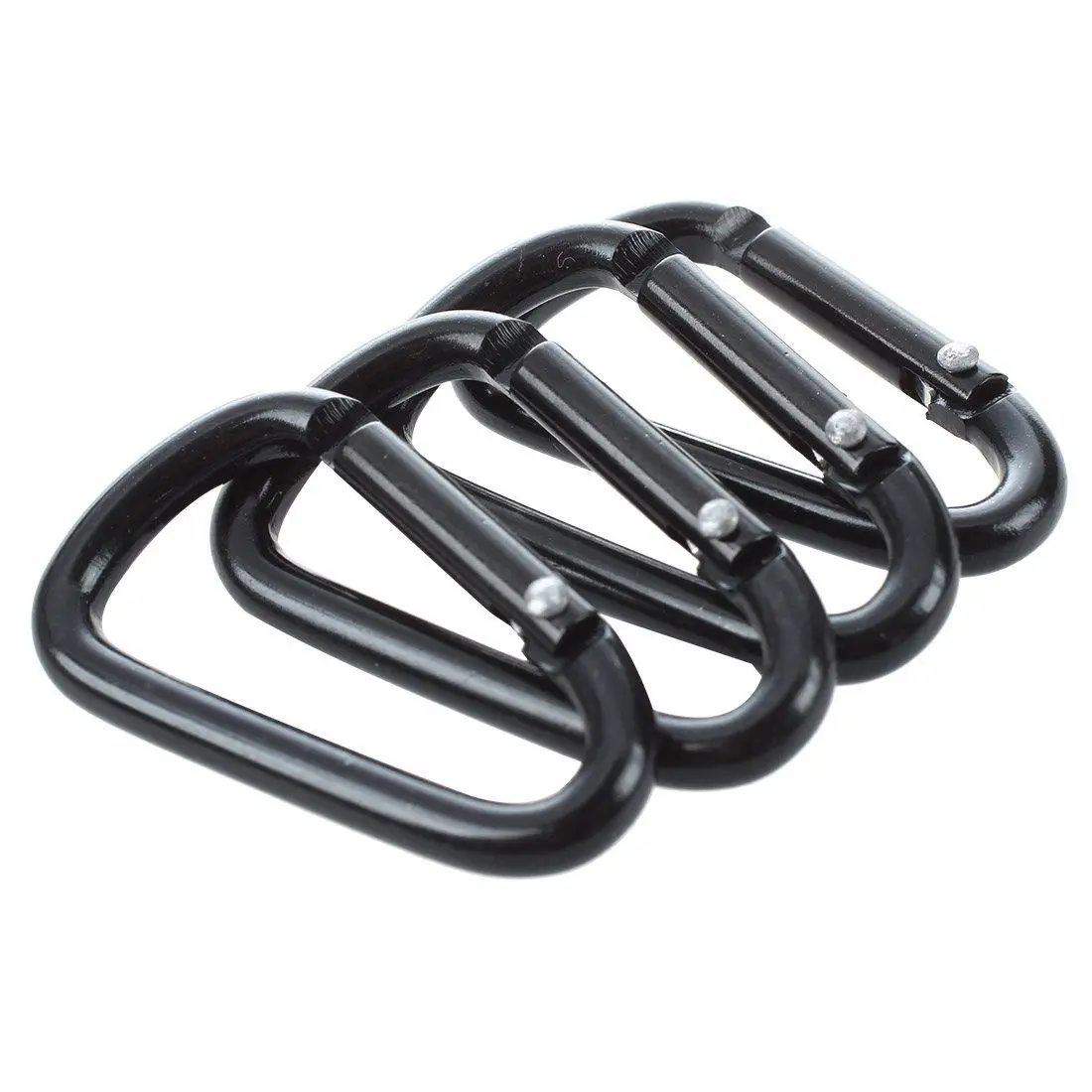 

AAAF 10 Pcs Black D Shaped Aluminum Alloy Carabiner Hook Keychain