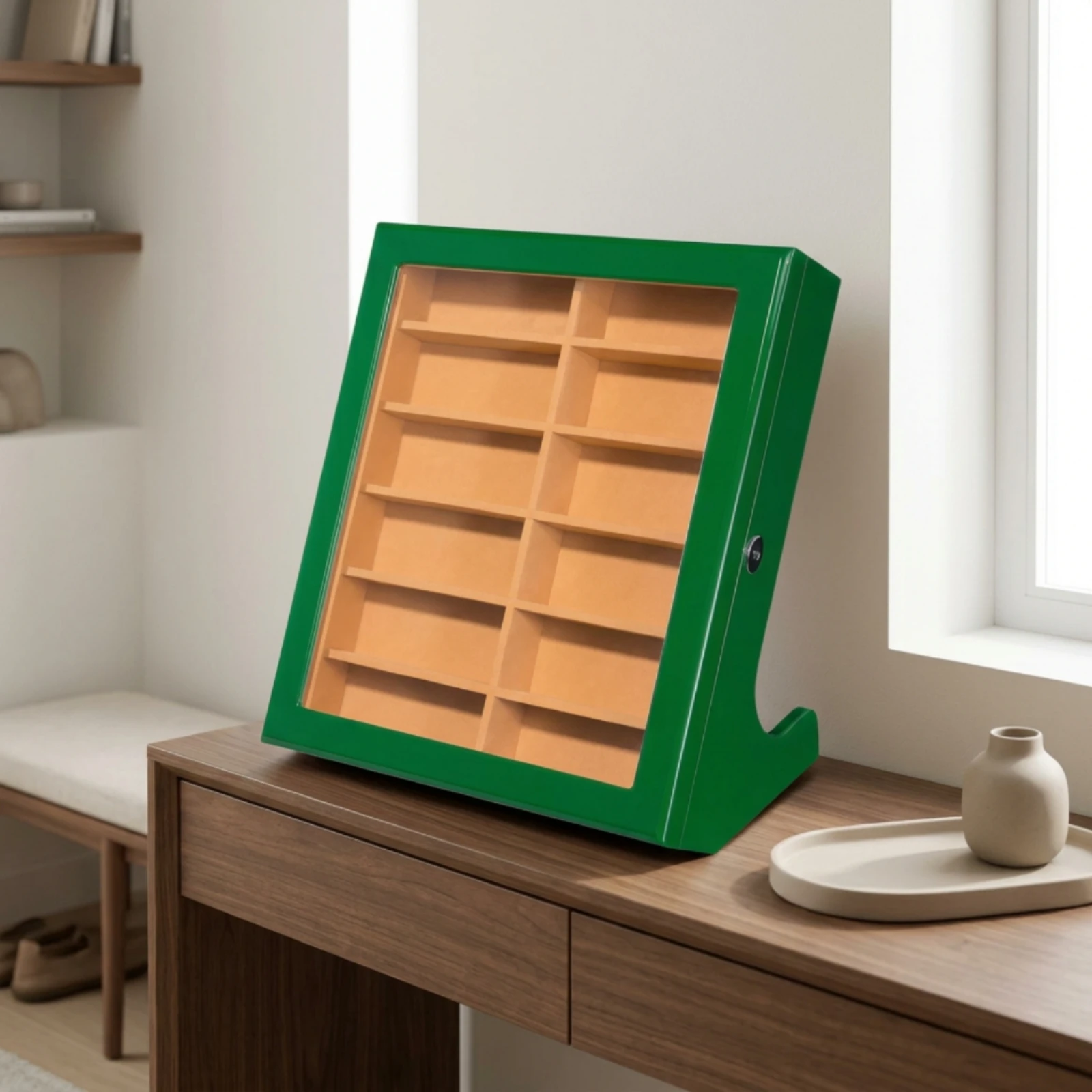 Eyewear Storage Box with Lock Lockable Eyeglasses Display Case Eyewear Storage Box Soft-Lined Holder Multi-Slot for Collectors