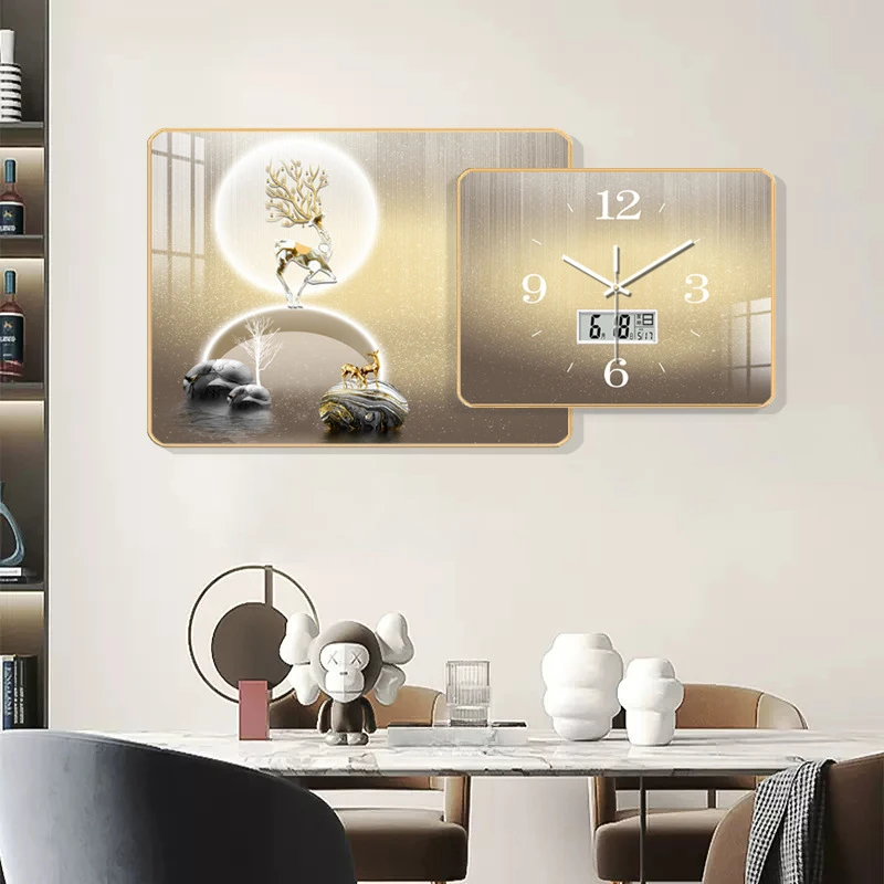 Creative Home with No Punching Calendar Temperature Living Room Dining Room Wall Quartz Clock Internet Red Hanging Watch