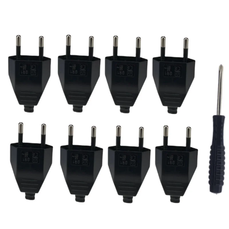 8pcs  EU Plug Adapter with Screwdriver 220 V 2.5 A European Plug Socket Replacement Rewireable Extension Cord Connector