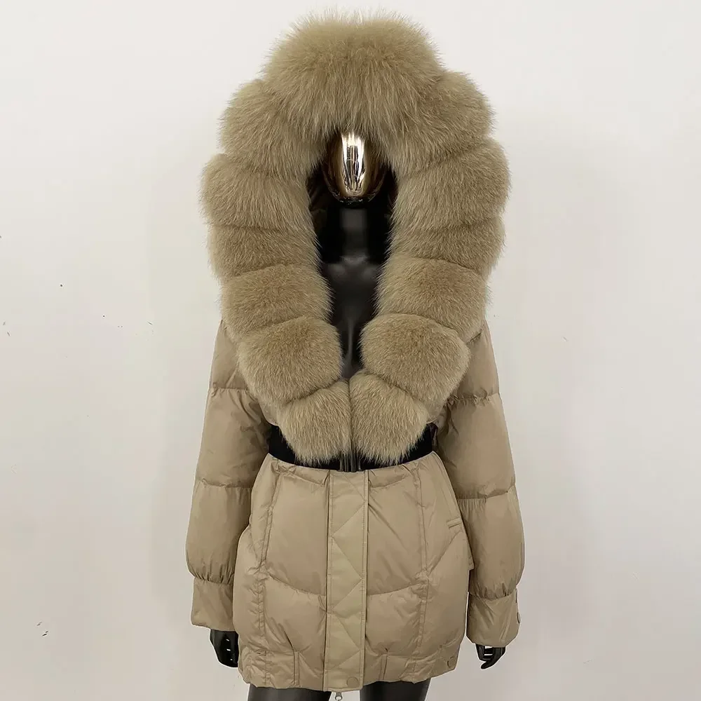 

Fox Fur Goose Down Coat Female Fashion Clothes New Winter Clothing Women Warm Hooded Natural Fur Puffer Jacket Real