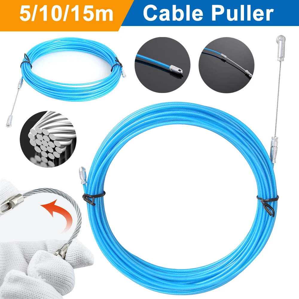 5/10/15m Electric Cable Tape Conduit Ducting Portable Flexibility Anti-Aging Degree Cable Puller Wiring Installation Tools