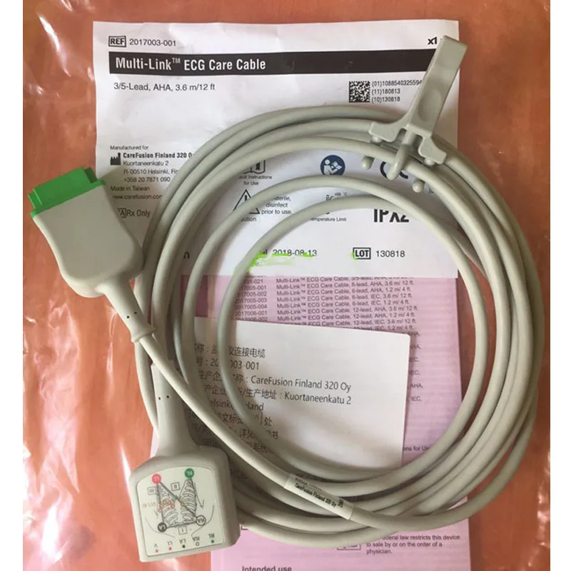 Original GE Healthcare AHA adult 5-lead Multi-link ECG Care Cable 3.6M 2106305-001 2017003-001