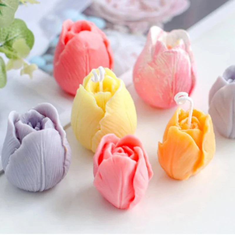 High Quality Tulip Bud Mold Silicone 3d Candle Soap Mold Diy Flower Candle Epoxy Mold Aromatherapy Wax Soap Mold