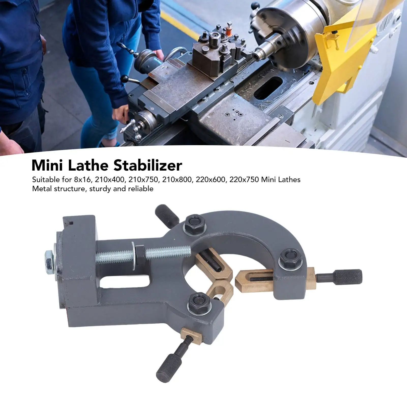 

Mini Lathe Center Frame Aluminum Alloy Iron Copper Mini Lathe Steady Rest Secure Support Widely Compatible for 220x600 220x750