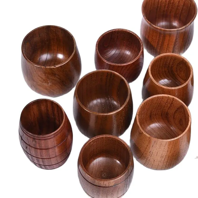 Home Wood Craft Wooden Tea Cup Sake Mug Japanese Wine Cups