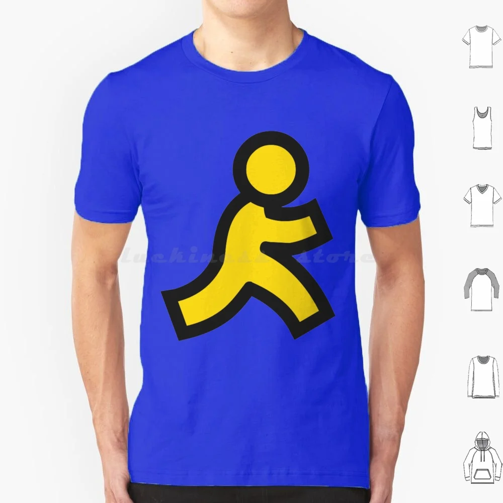 Camiseta Little Yellow Running Man America Online Aol talla grande 100% algodón Aol America Online Running Man amarillo dibujos animados Vintage