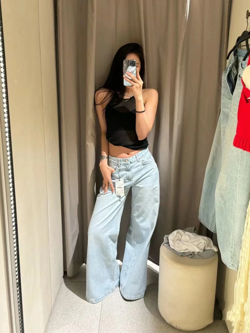 กางเกงยีนส์ทรงบอยเฟรนด์ผู้หญิง สปริง 2025 ทรงหลวม ขาตรง ขากว้าง ยาวคลุมเท้า รุ่นใหม่เอวสูง ปิดซิป