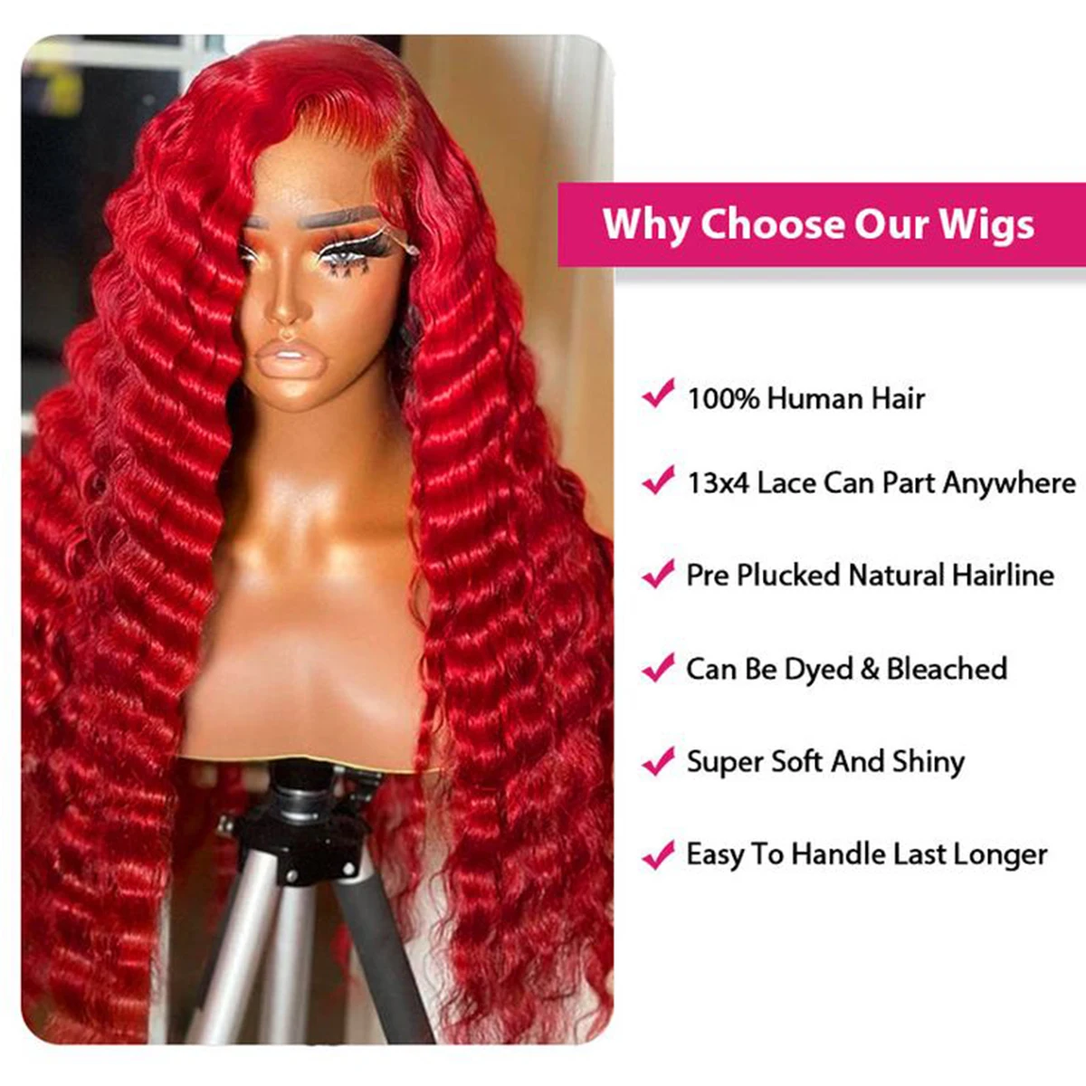 密度200 レッドカーリー人毛ウィッグ 40インチ 13x4 HDレースフロントウィッグ 100%ブラジリアンディープウェーブウィッグ 黒人女性用 生え際処理済み