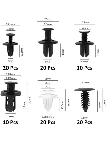 100PCS Auto Fastener Clips Kit - Multi-Size Retainers for Car Fender, Bumper, Door & Panel Trim