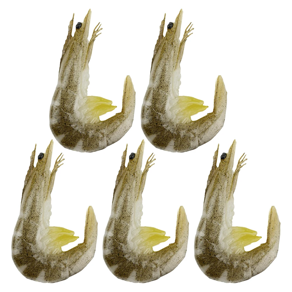 

5pcs Green Shooting Props PVC Food Fake Shrimp Decorations Simulation Toys Kids Educational Shrimp Model Display Home