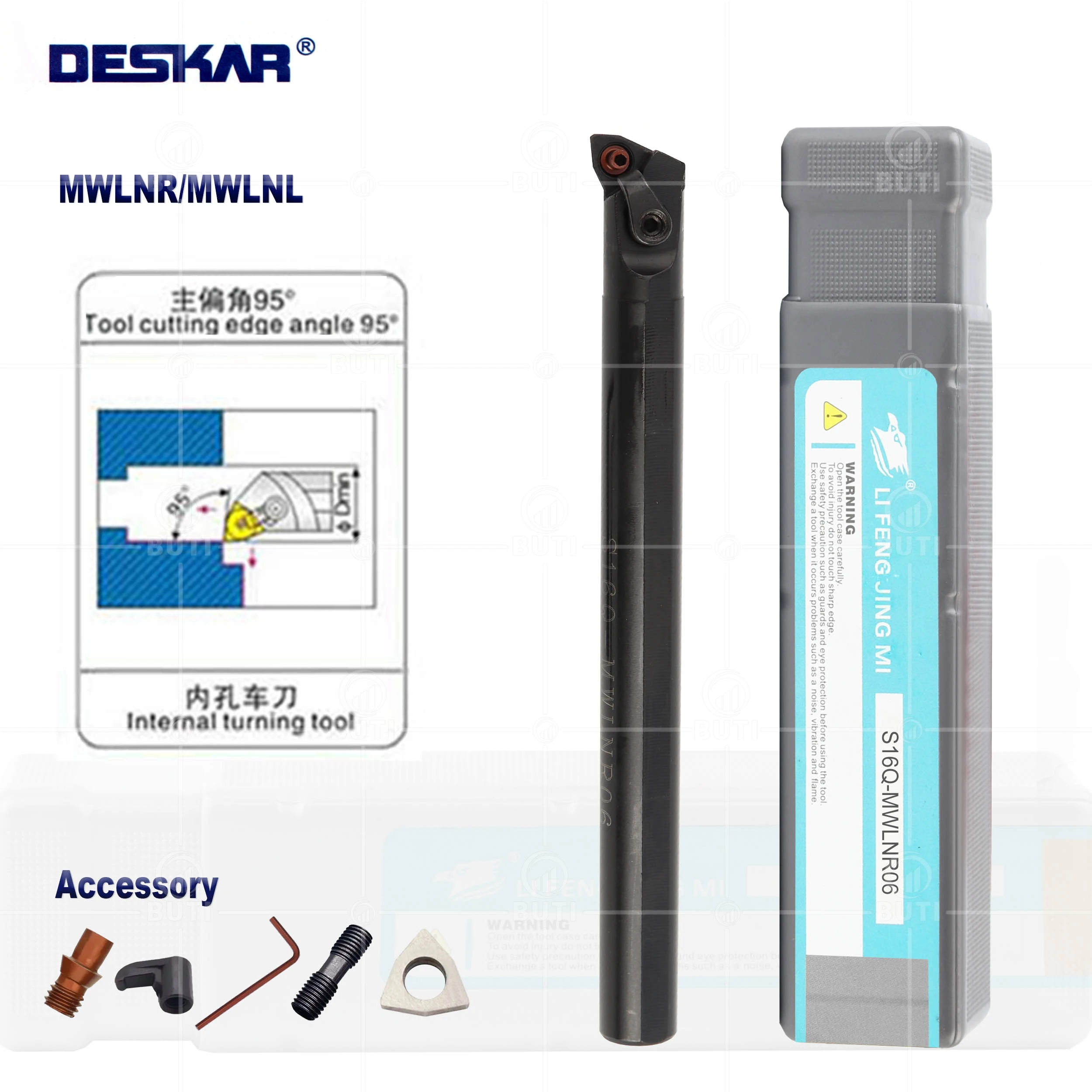 Deskar 100 Original S16q-mwlnr06 08 S20r-mwlnl06 08 S25s-mwlnr08 Cnc Torno Interno Turning Tool Holder para Wnmg Carbide Insert