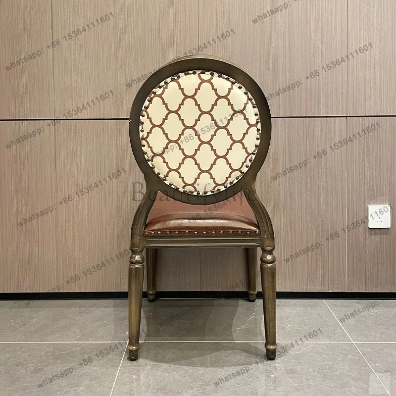 

Aluminum Alloy Round Back Chair Simple Home Backrest Chair Restaurant Stool