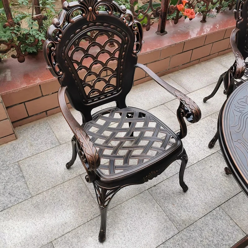 5pcs/set cast aluminum dining table set Patio chairs and table outdoor garden luxury furniture antirust heavy duty for Terrace