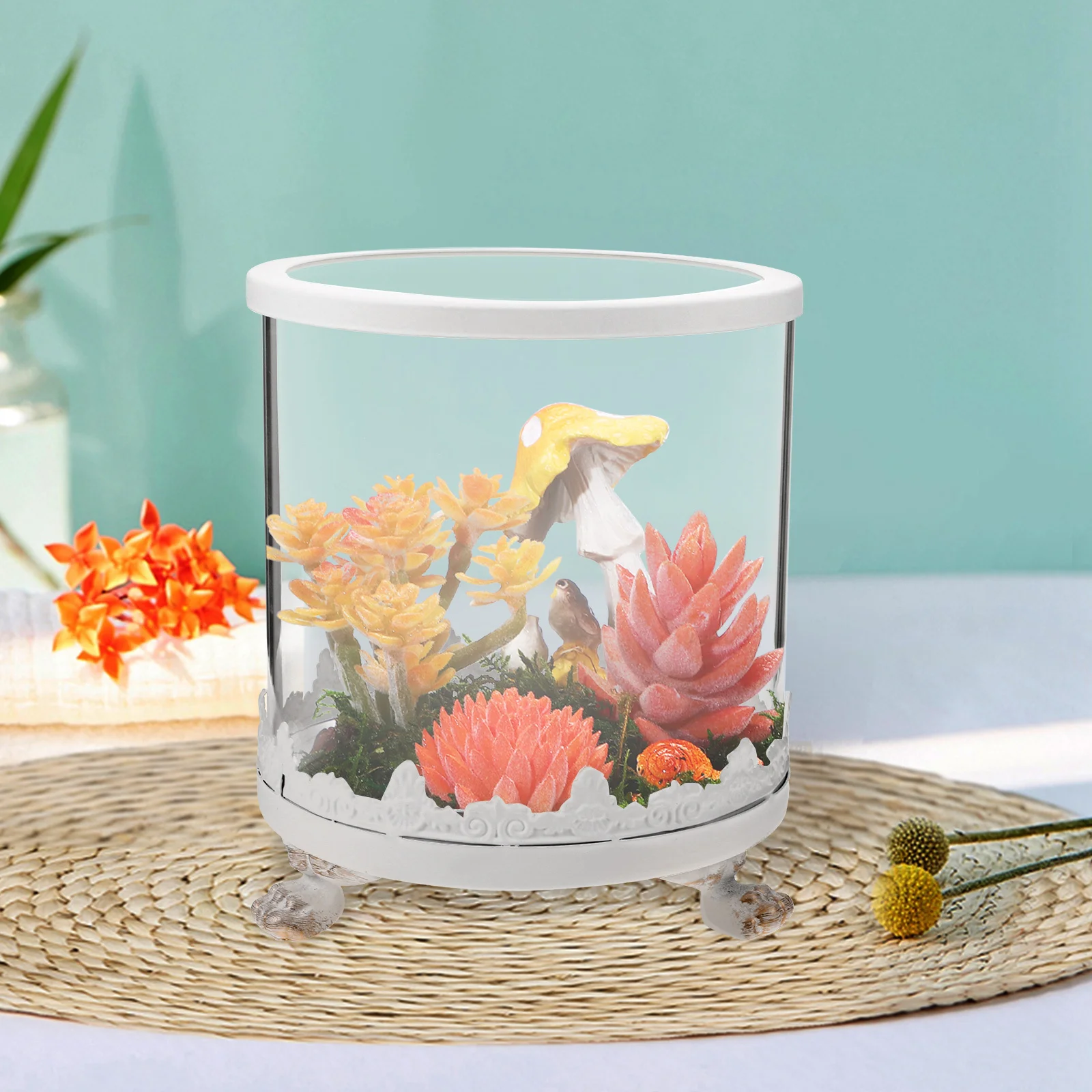 

Clear Glass Dome with Base Small Display Case for Preserved Flowers Desktop Decor Eternal Flower Cover Craft Display Cloche