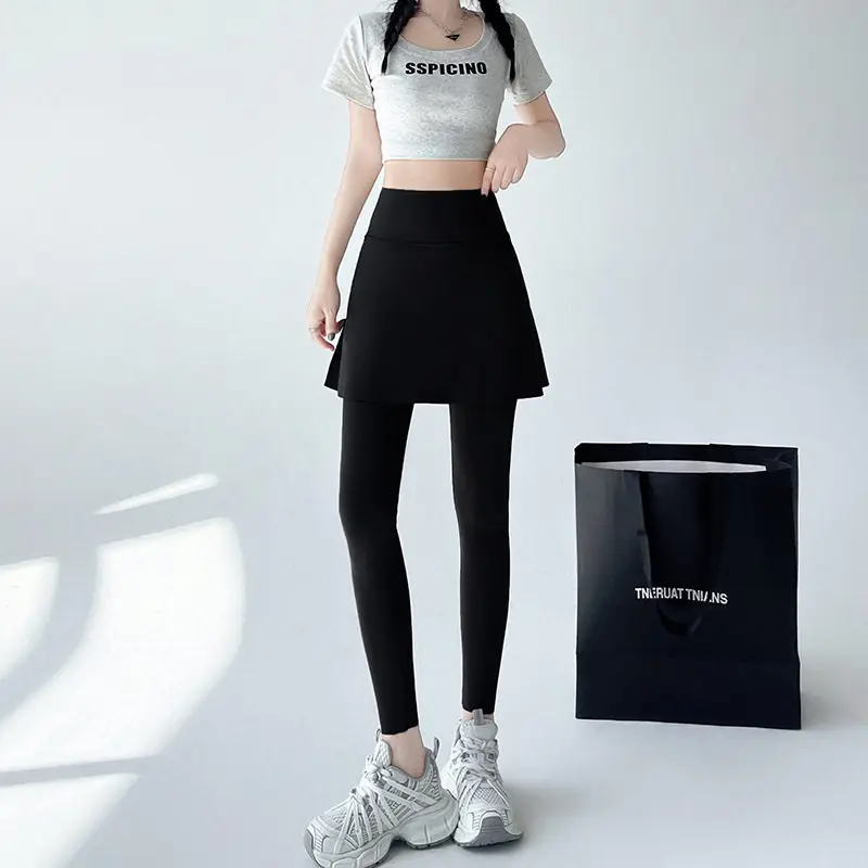 ارتفاع الخصر اليوغا السراويل النسائية الصيف Fitn تشغيل orts تسع نقاط كوي الجافة وهمية قطعتين تنورة السراويل لحجم كبير