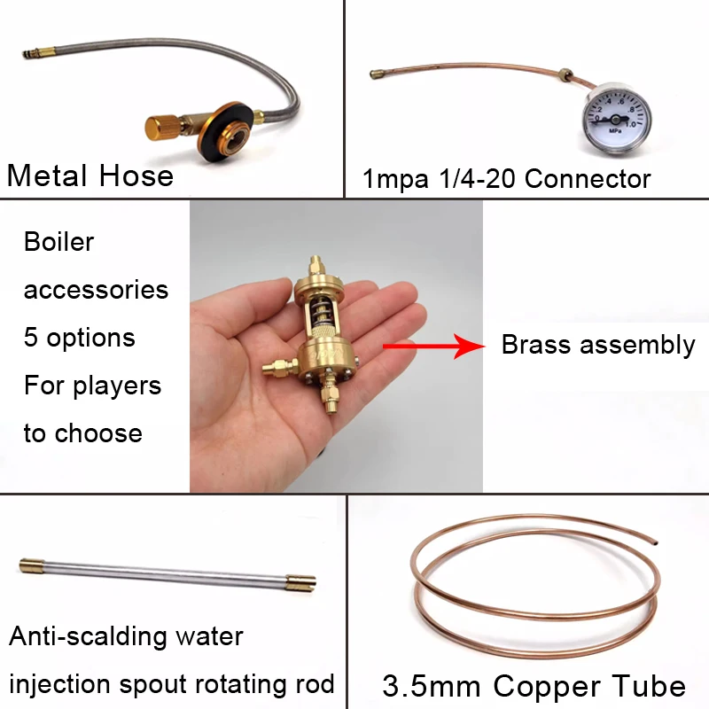 Model Boiler Accessories Metal Hose / 3.5mm Copper Tube / 1/4-20 Connector / Brass Assembly DIY Accessories Tools