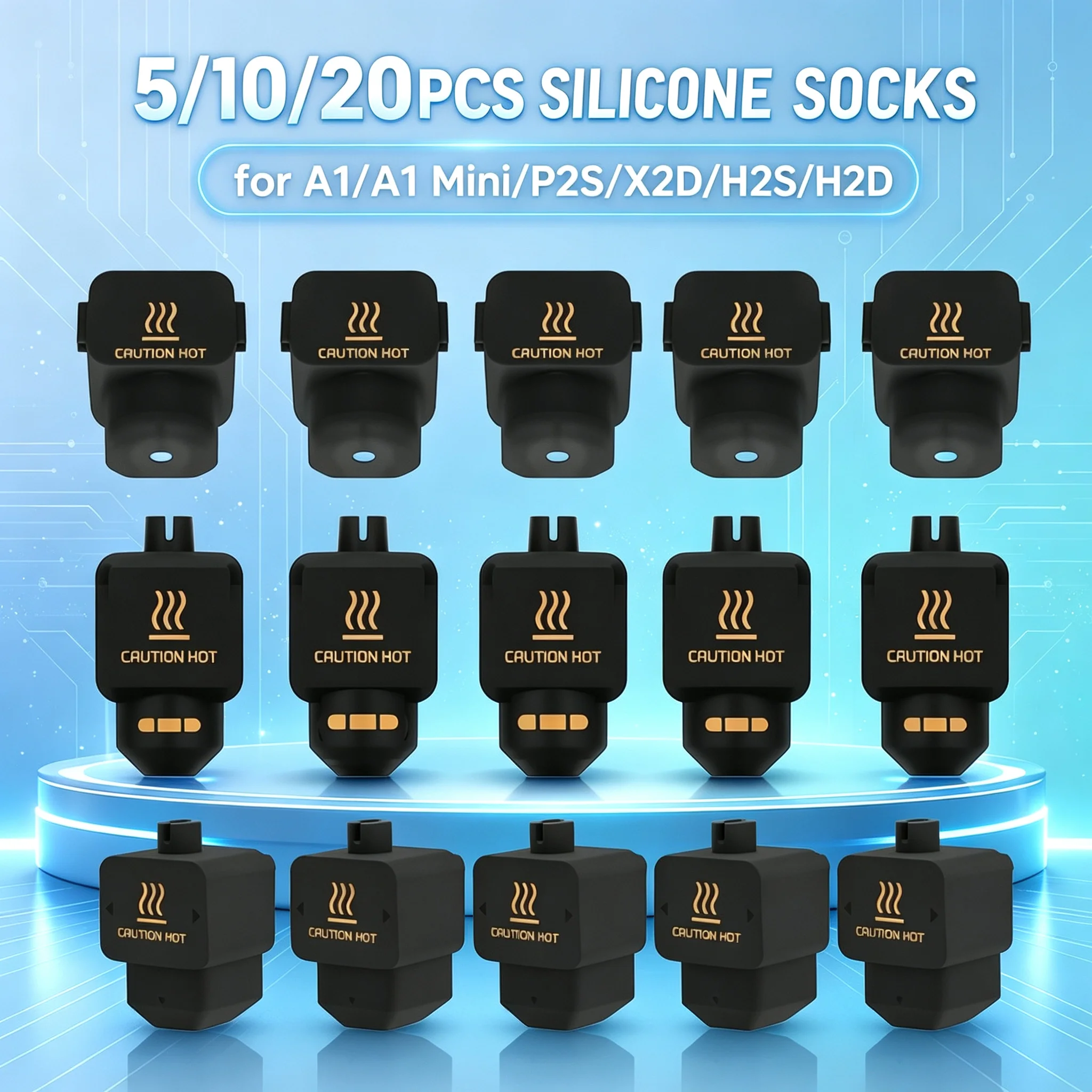 3D Printer Hotend Kit - 5/10/20パック シリコンソックス Bambu Lab A1 A1