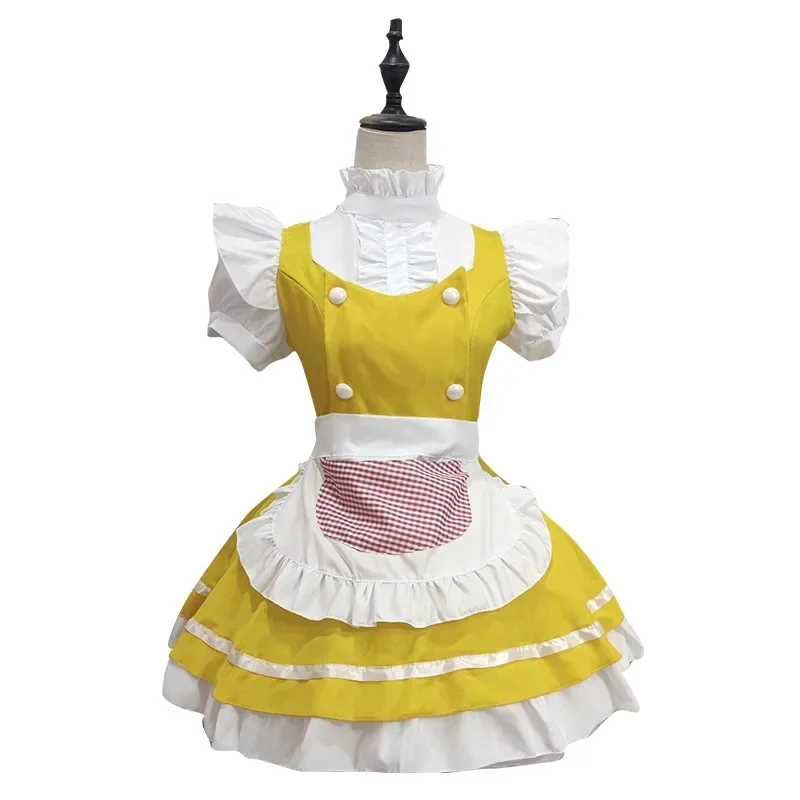 2025 Cos College Well-behaved Student Maid Costume Loli Small Dress Clothes Japanese Anime Yellow Fantasy Maid Costume