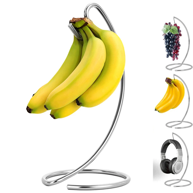 Colgador de plátano moderno, soporte para árbol con gancho de acero inoxidable para mantener los plátanos frescos para encimera de cocina, almacenamiento de alimentos