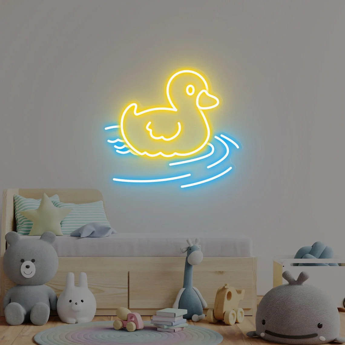 Kawaii Duck Neon Sign Duck on Water Led Neon Sign Home Wall Art Neon Kid Room Decor Lights Decor Birthday Gift