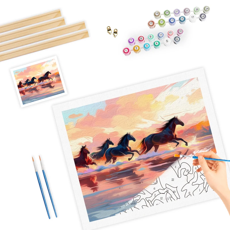 RUOPOTY-Painting By Numbers Horse Drawing On Canvas Arts Crafts With Frame Coloring By Numbers Handiwork Diy Set Acrylic Paints