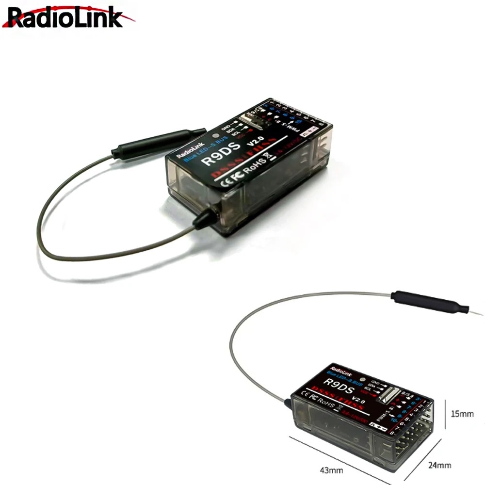 Radiolink AT9S Pro Left Hand 12 Channels 2.4G 7.4~18.0V DSSS FHSS Radio Transmitter With R9DS Receiver for Car Boats Drone