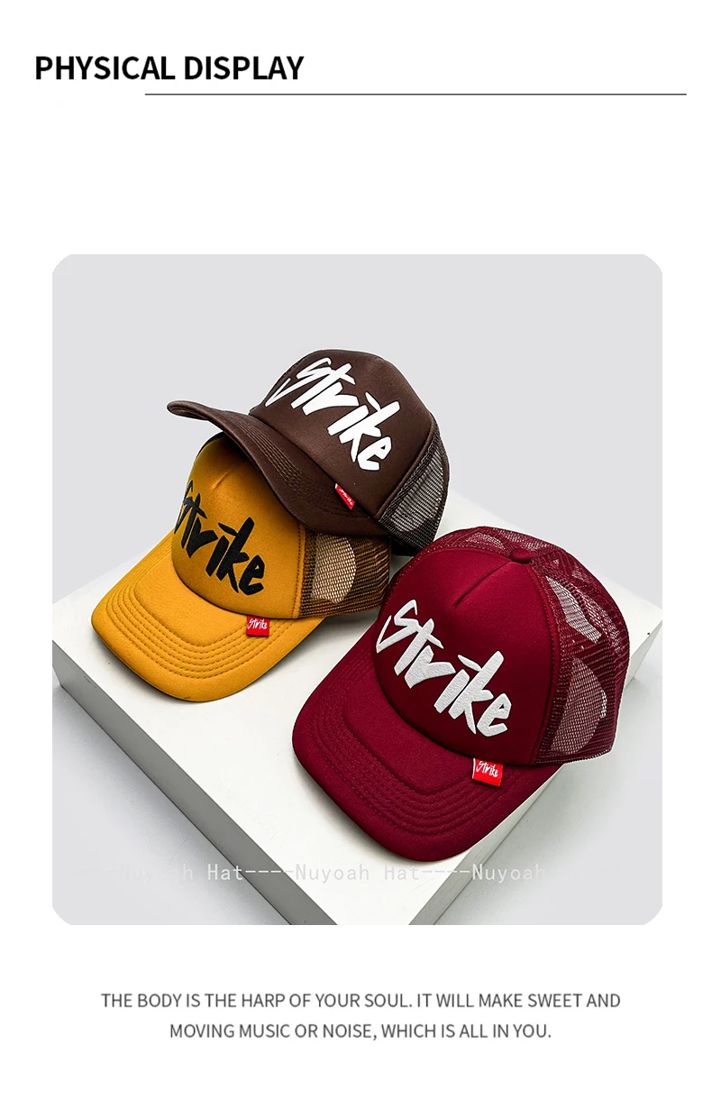 New Unisex Korean Personal Printed Letters Baseball Hats Breathable Simple Sunshade Hip Hop Trucker Caps Versatile Fashion Ins