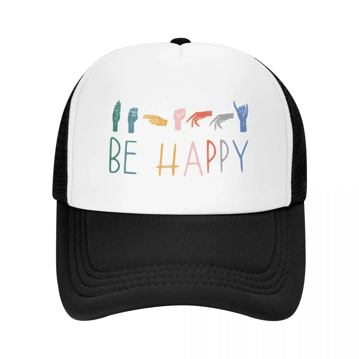 Be Happy Hand Sign Language Teachers Interpreter ASL Baseball Cap Christmas Hat Icon foam party Hat Hat Beach Women's 2024 Men's