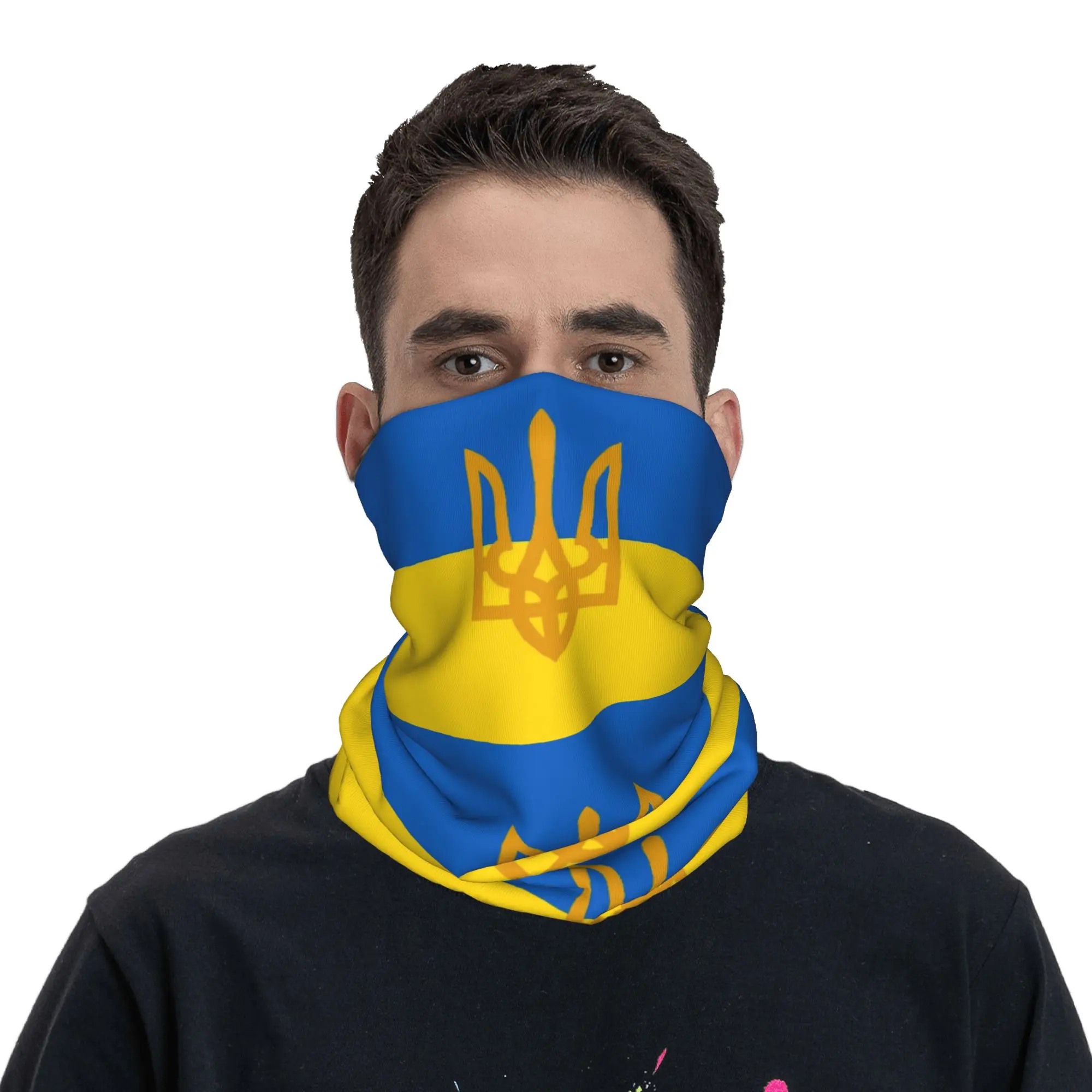 Ukraine Presidential Flag Bandana Neck Gaiter Printed Ukrainian Balaclavas Face Scarf Headband Riding for Men Women Adult