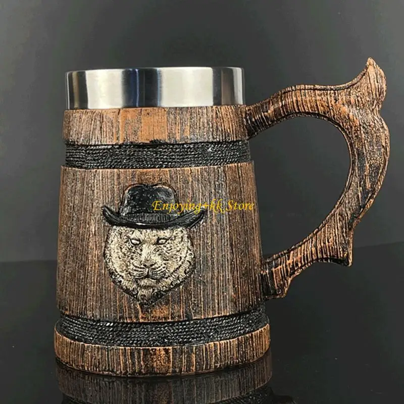 

Q1JB German Retro Stainless Steel Beer Mug Coffee Cup Simulation Solid Mug