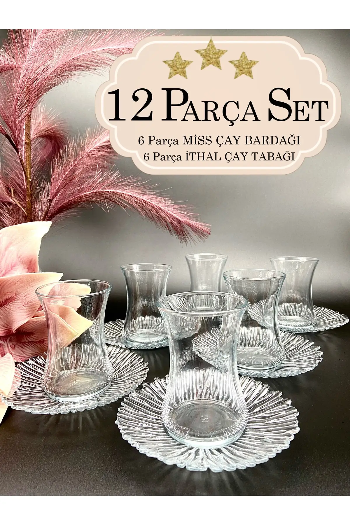 

DOLBOVI Tea Takımı Miss 12 Piece Set Turkish Tea Glass Cup