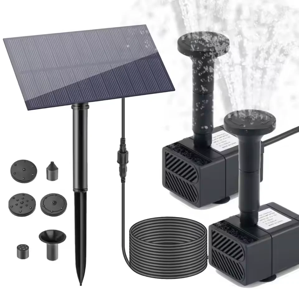 Bomba de Agua Solar de 10W 5V con Estaca, Decoración de Jardín, Sistema de Riego con Panel Solar, Ahorro de Energía, 180L/h, Kit para Pecera