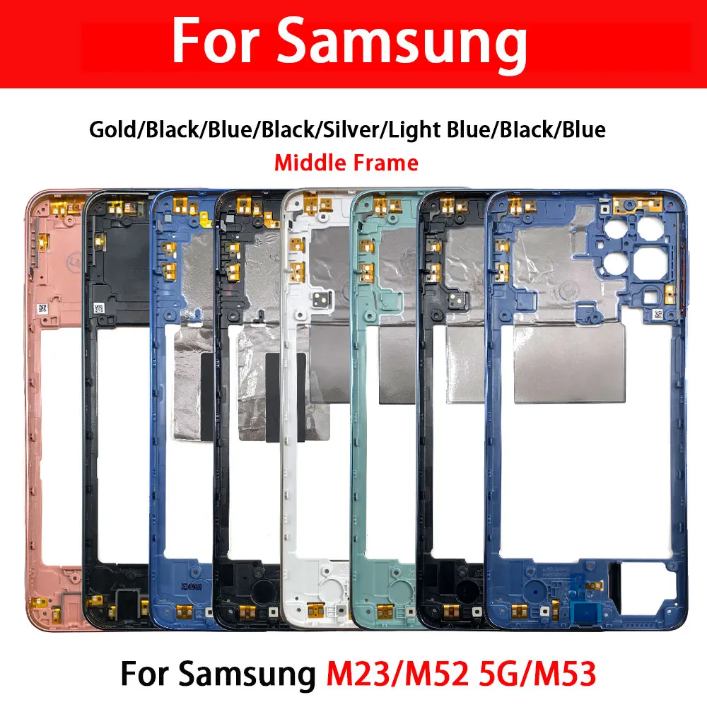 New Middle Frame For Samsung M23 M52 M53 M51 M62 5G M526B M536B M625F Door Housing Bezel Repair Parts