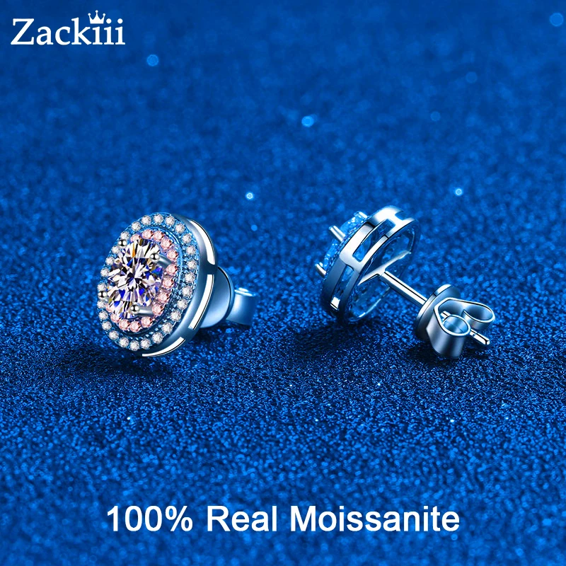 

1CT Oval Moissanite Stud Earrings 925 Sterling Silver Lab Created Diamond Double Halo Earrings for Women Wedding Jewelry Gifts