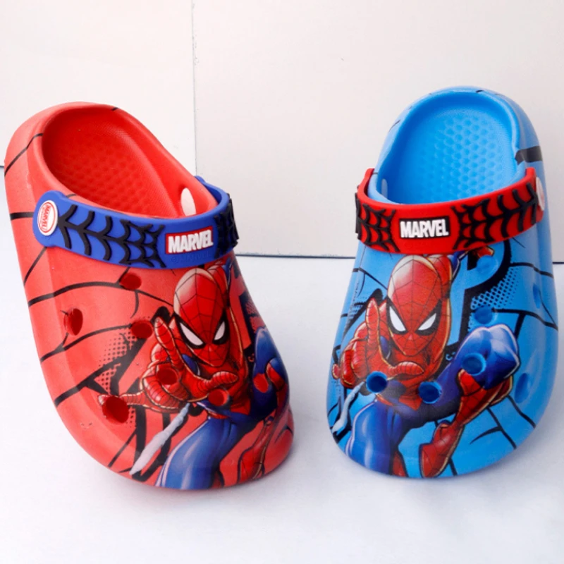 2024 Disney Children\'s Slippers Summer Boys Spiderman Slipper Anti-slip Hole Kids Beach Shoes Soft Bottom Toddler Home Slipper