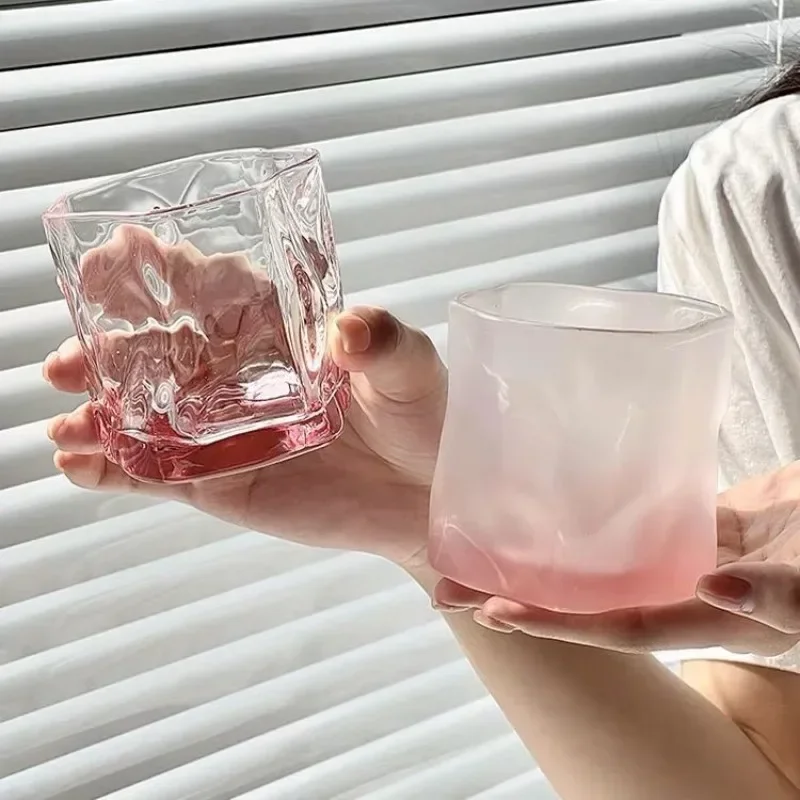 Twist Glass Creative Ins Transparent Irregular Whiskey Beer Glass Crystal Glass Irregular High Appearance Horizontal Water Glass