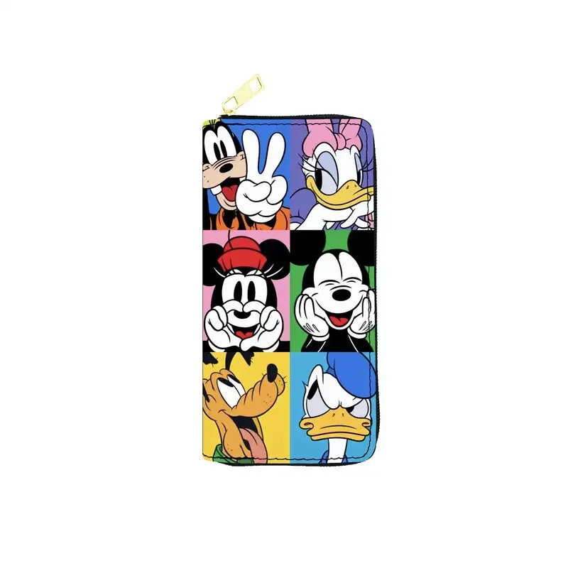 Disney Mickey Mouse Wallet for Women Cartoon Character Minnie Donald Duck PU Leater Long Wallet Multifunction Card Holder Clutch