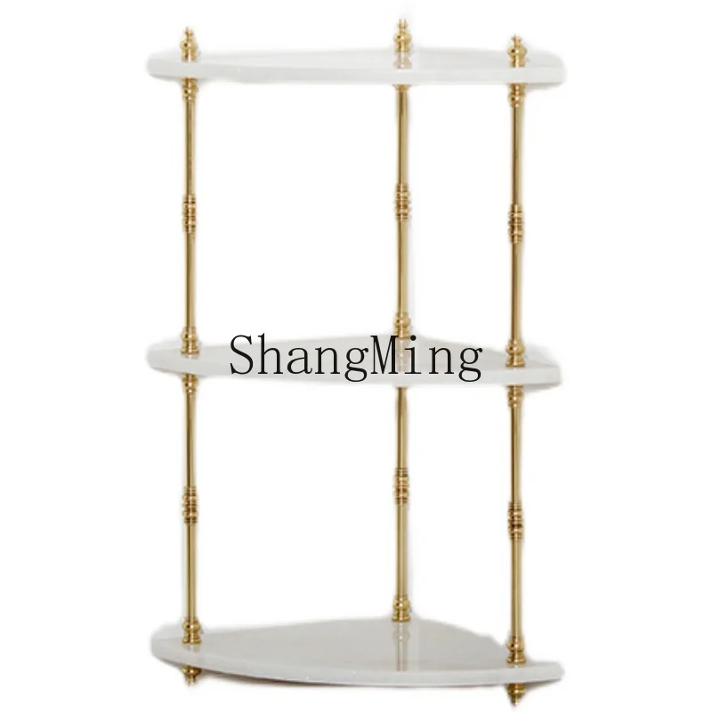 

CL light luxury brass marble corner triangular flower rack indoor living room balcony simple floor rack