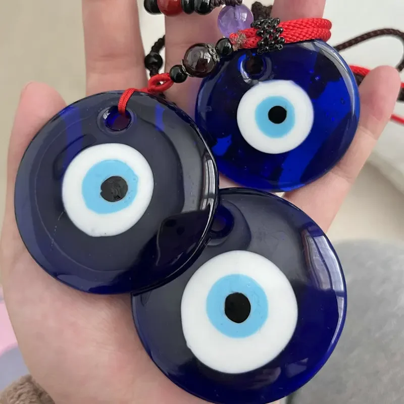 Fashion Classic Deep Sea Blue Resin Evil Eye Pendant Necklace Turkish Blue Eye Choker Glass Eye Leather Rope Chain Jewelry Gifts